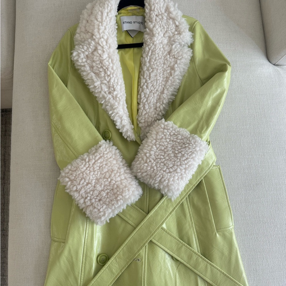 Stand Studio Lime Green Teddy Jacket Sample